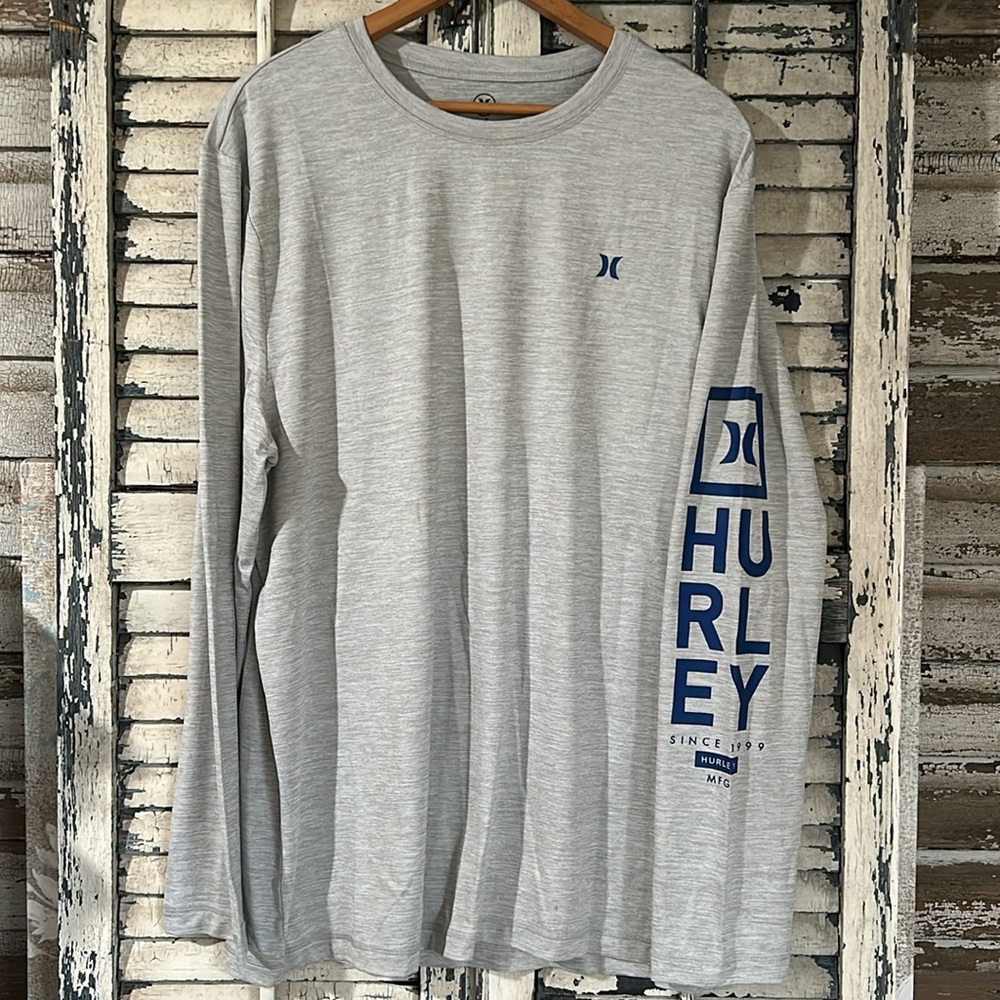 NWOT Hurley Grey quick dry long sleeve shirt